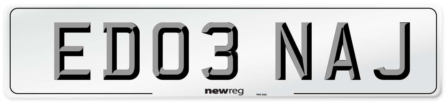 ED03 NAJ Number Plate from New Reg